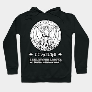 Cthulhu Tablet Illustration v2 (white print) Hoodie